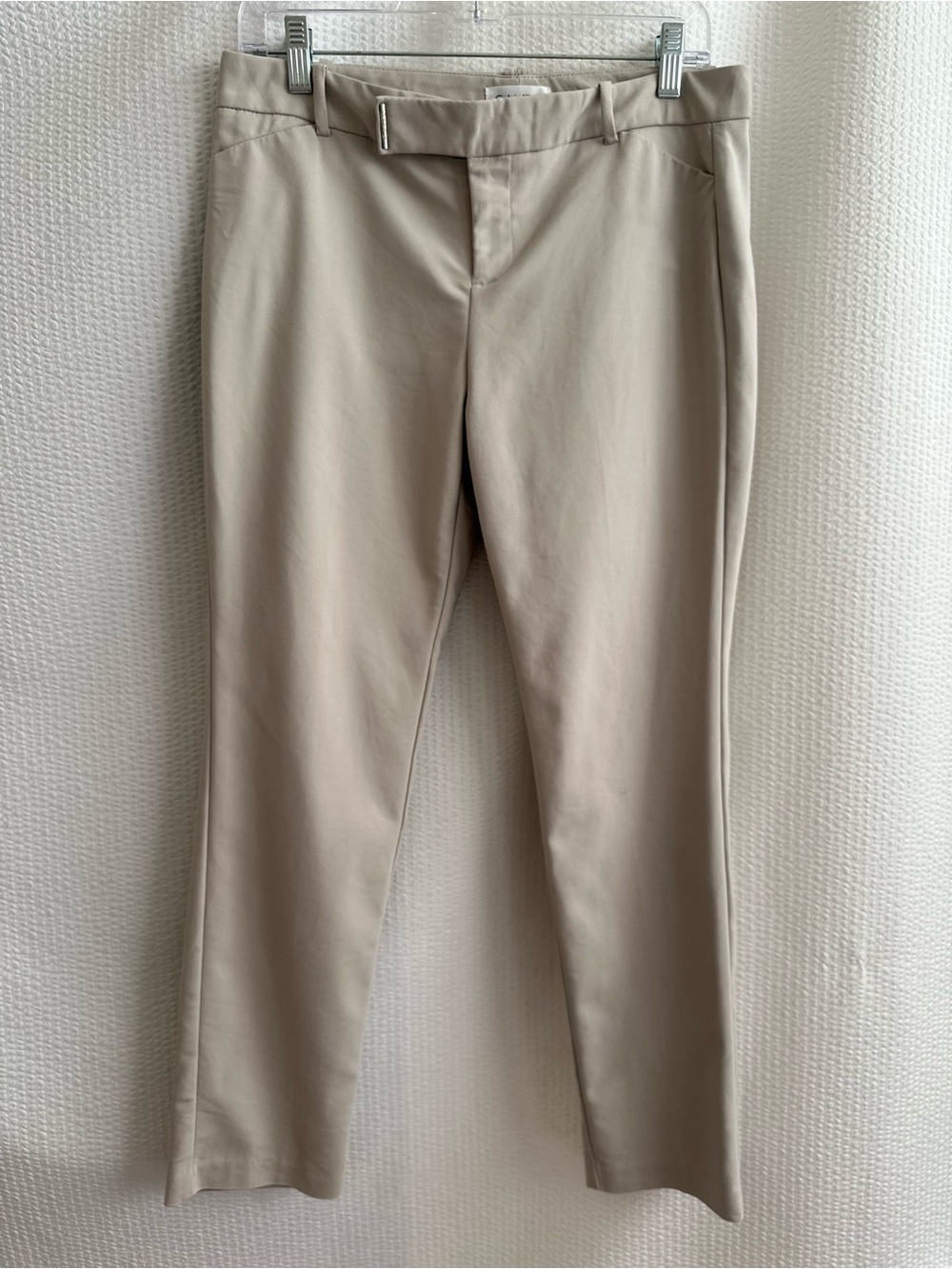 CALVIN KLEIN Beige Slim Ankle Pants Stretch Career Work Office Trousers Size 6